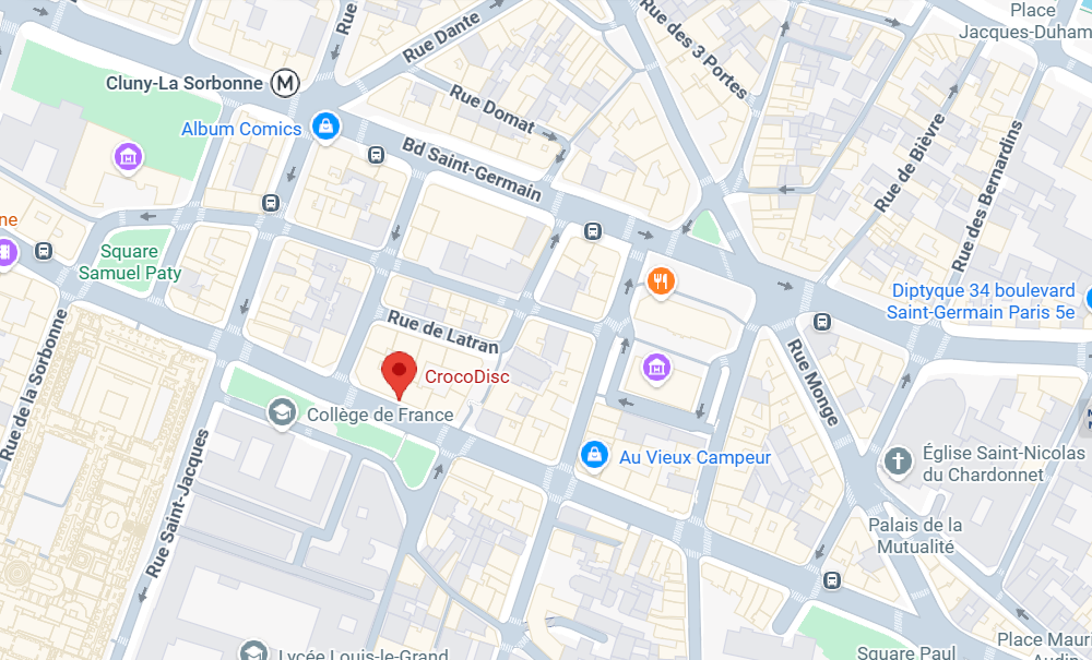 Contact disquaire Paris - localisation de la boutique Crocodisc sur la carte